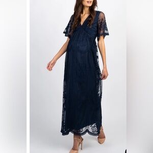 Pinkblush Navy Lace Maxi Maternity Dress